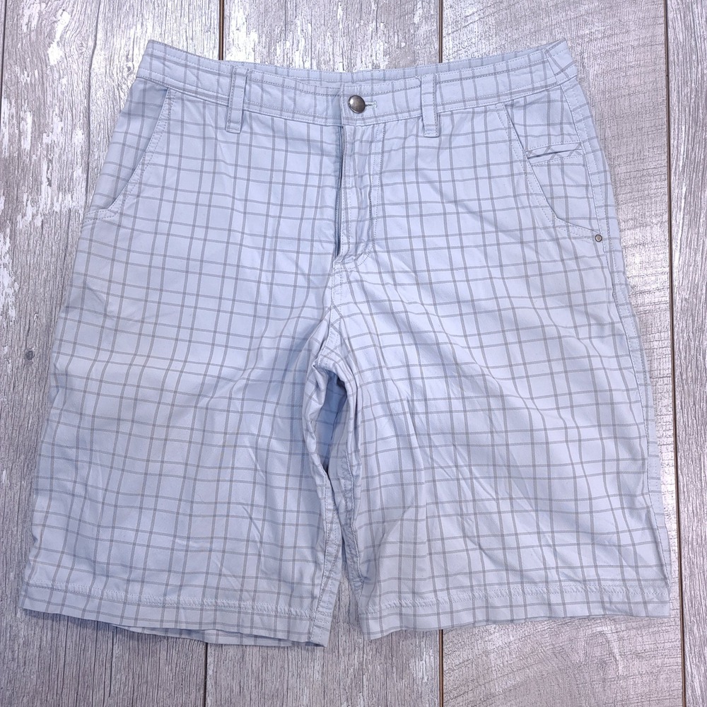 Lululemon Commission Shorts Mens 32 Blue Grey Grid Check Golf Athletic